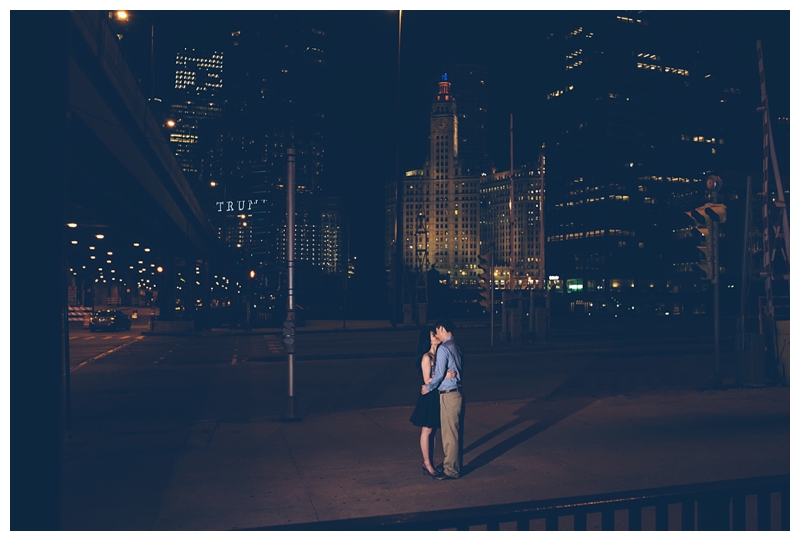 Chicago Nighttime Engagement Session