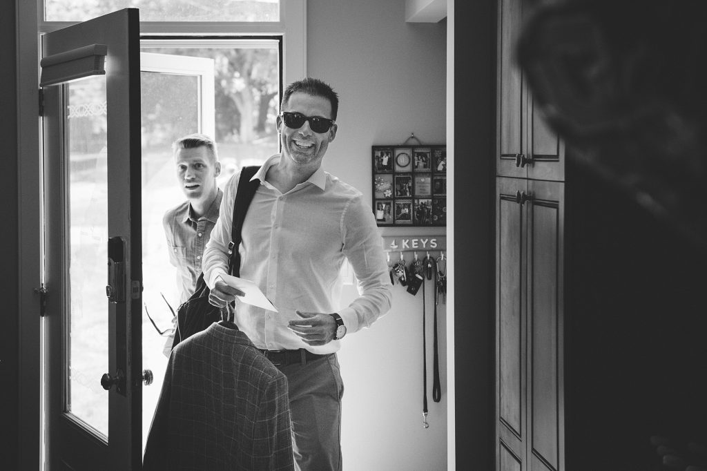 groom arrives at the door for his intimate kalamazoo microwedding with ed and Aileen photography