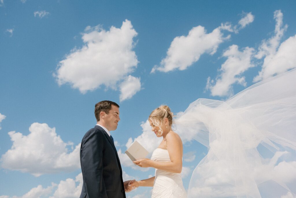 Bride and groom first look in Chicago